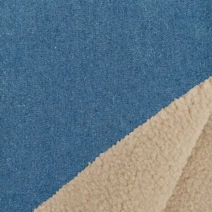 Denimtyg med päls 150cm 007 - Blå