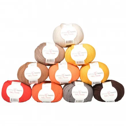 Infinity Hearts Baby Merino Garnpaket 13 Bruna och Orange nyanser - 10 st - Infinity Hearts Baby Merino Garnpaket 13 Grå och Bruna nyanser