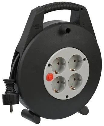 Brennenstuhl Kabeltrumma Vario Line 4-vägs 10m svart