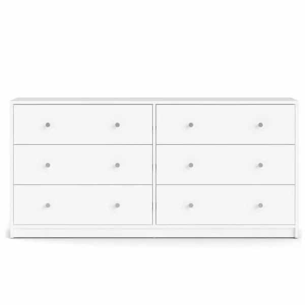 TVILUM May dubbel byrå, med 6 lådor - vit folie och plast