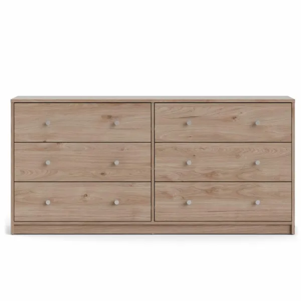 TVILUM May dubbel byrå, med 6 lådor - naturfolie och plast