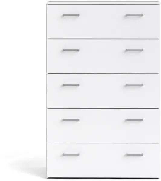 TVILUM Space byrå - vitt trä, m. 5 lådor