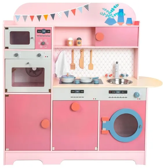 Small Foot - Wooden Play Kitchen Gourmet Pink 12dlg.