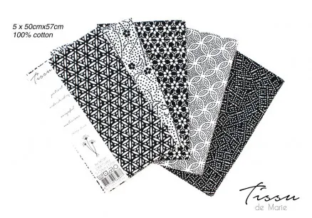 Tissu de Marie Fat Quarter Neutral Perle 50x57cm - 5 st